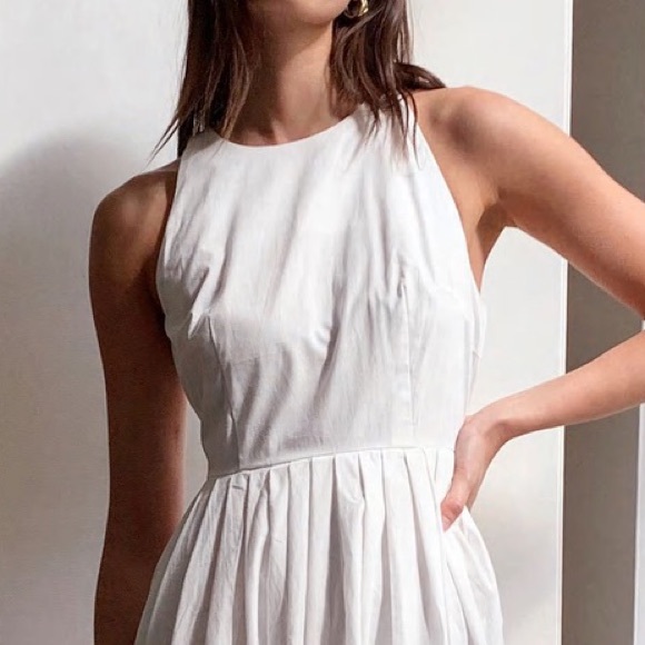 Flowy Pleated Racerback Dress NEW Sz 0 XS White - Picture 6 of 6